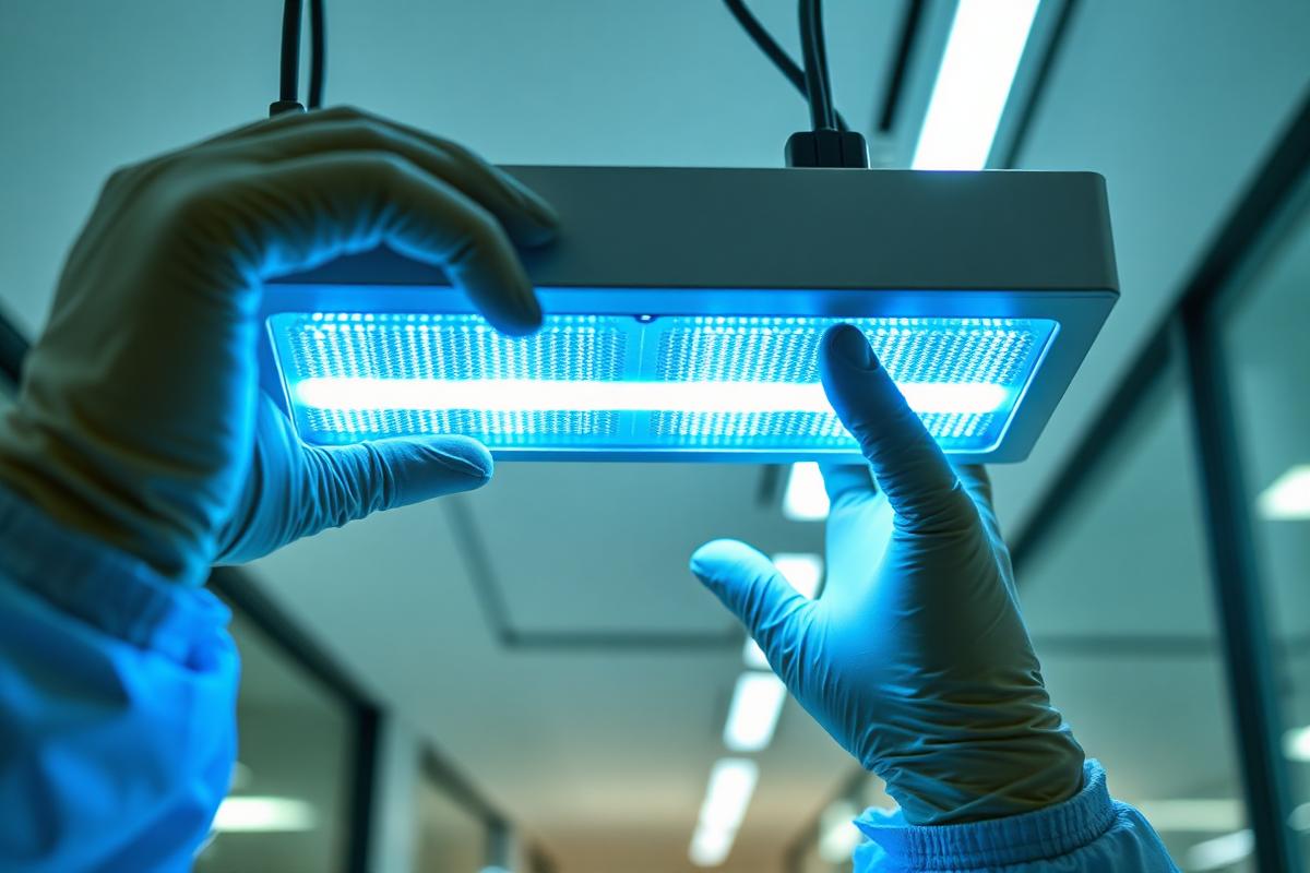 Technician installing a UV-C disinfection module